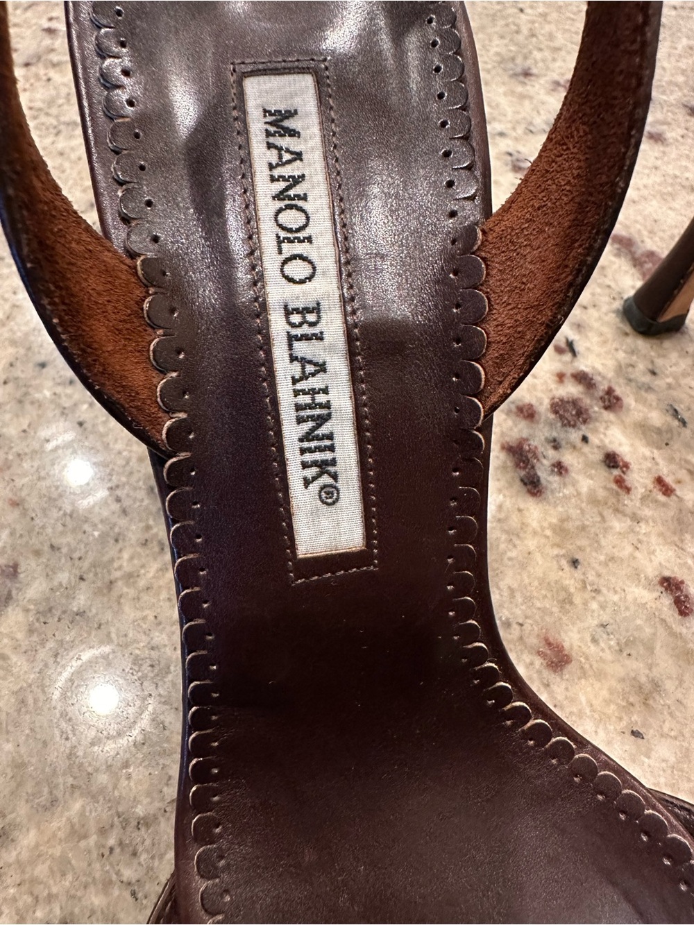 Manolo Blahnik Brown Stone & Chain
Embellished Slingback Heels; Size 36.5 - Picture 3 of 12